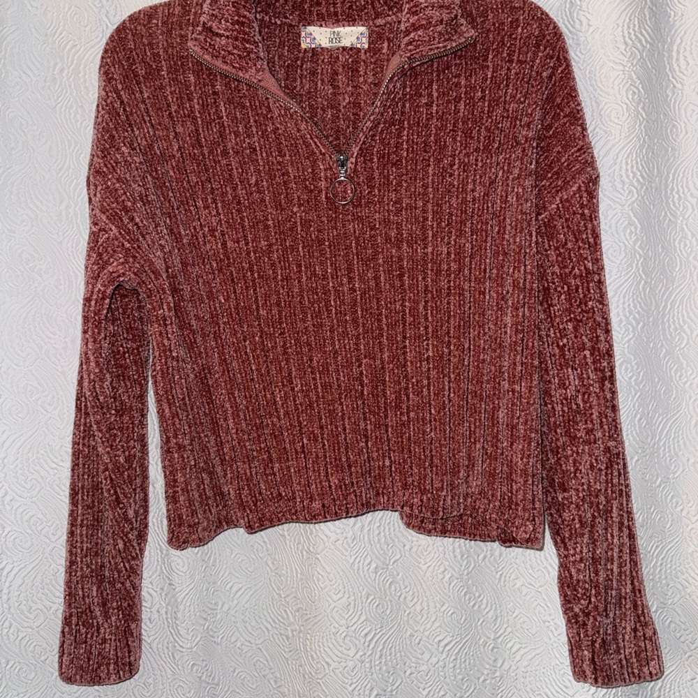 Pink Rose Maroon Ribbed Crop Top